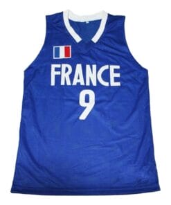 Alternative view of Tony Parker #9 Team France New Basketball Jersey Blue
