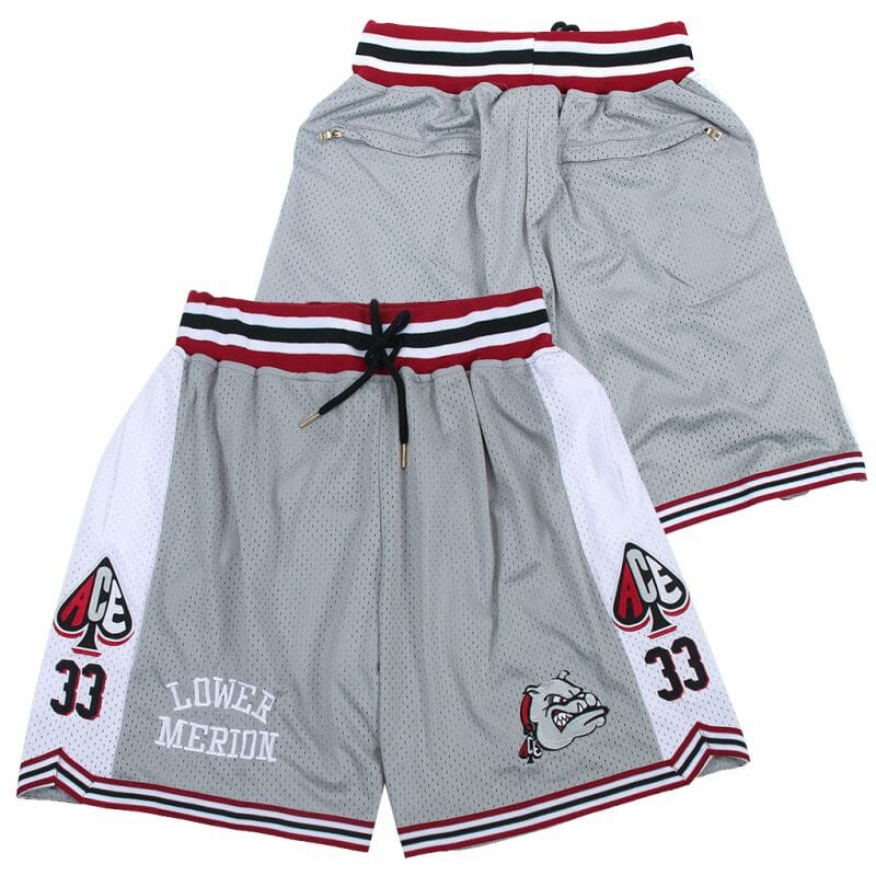#33 Kobe Bryant Lower Merion Front Logo Basketball Shorts Grey