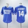 A.Bundy #14 New Market Mallers Movie Baseball Jersey Blue