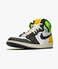 Alternative view of Air Jordan 1 Retro High White Black Volt University Gold