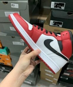 Air Jordan 1 Mid White Red Black Hook