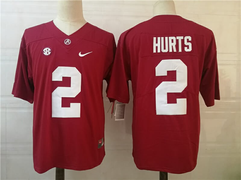 Alabama Crimson Tide #2 Jalen Hurts College Football Jersey Red