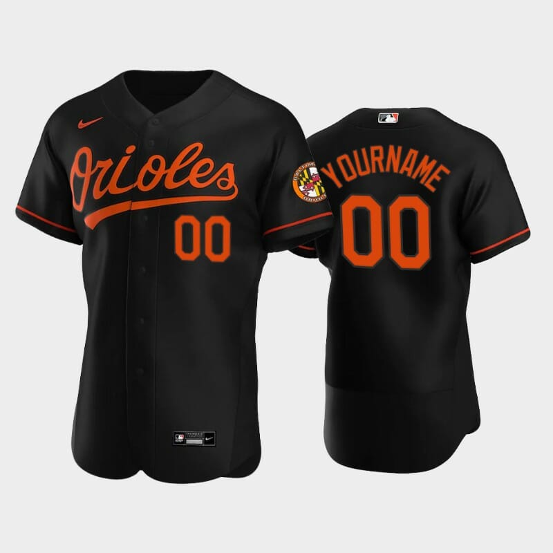 Baltimore Orioles Custom Name Number Flexbase Baseball Jersey Black