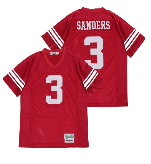 Barry Sanders #3 Wichita High School Football Jersey Red