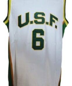 Alternative view of Bill Russell #6 College Basketball Jersey Sewn White