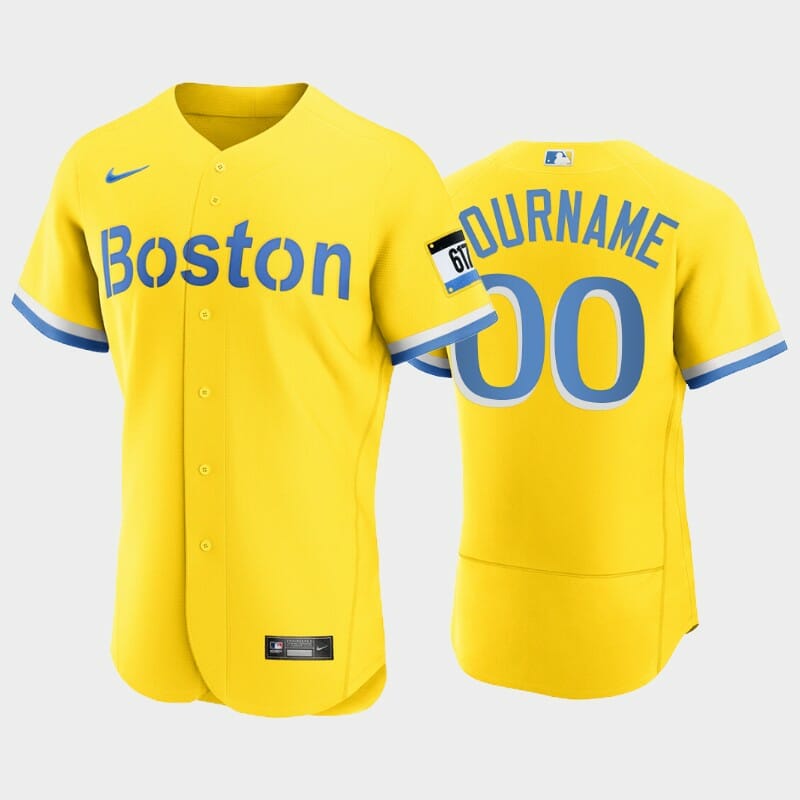 Boston Red Sox City Connect Custom Name Number Baseball Jersey Gold