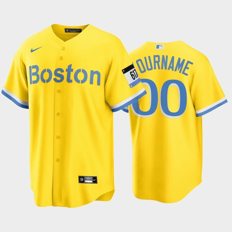 Boston Red Sox City Connect Custom Name Number Replica Jersey Gold