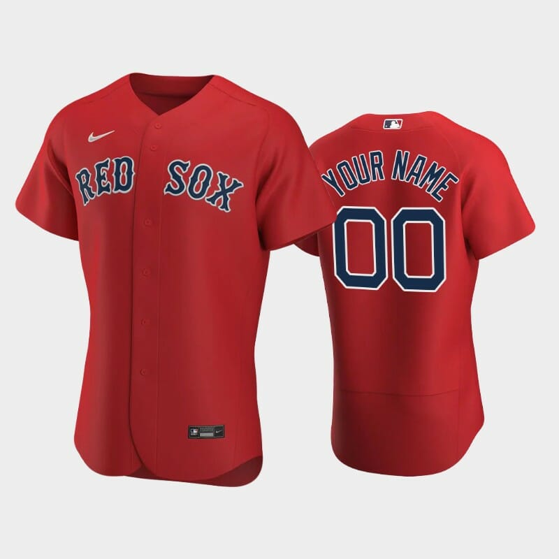 Boston Red Sox Custom Name Number Alternate Baseball Jersey Red