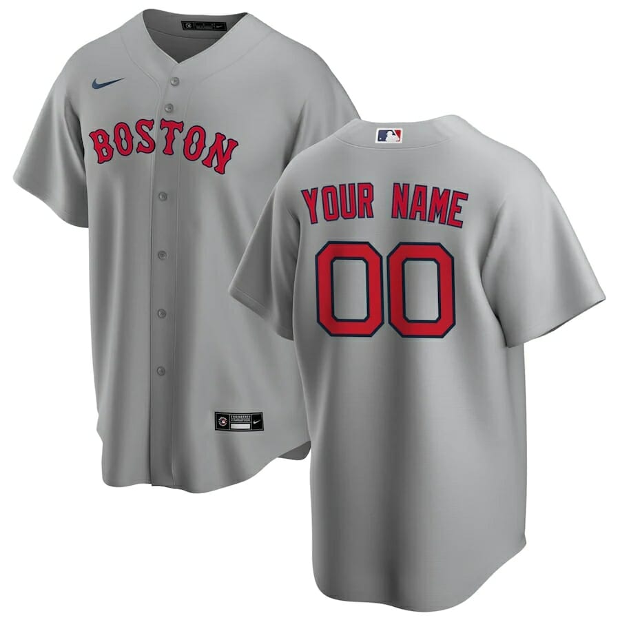 Boston Red Sox Road Custom Name Number Coolbase Baseball Jersey Gray