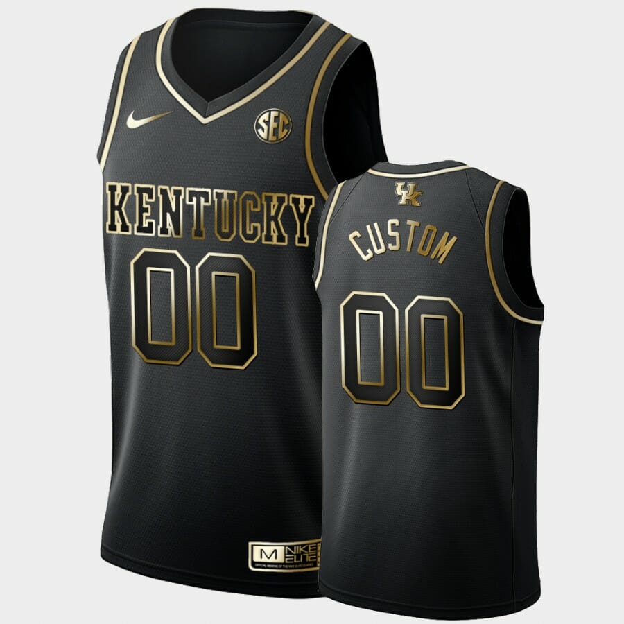 Custom Name Number Kentucky Wildcats Black Golden Edition College Basketball Limited Jersey