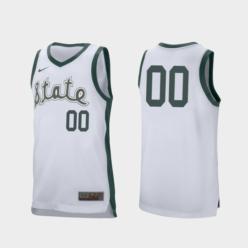 Custom Name Number Michigan State Spartans White Retro Performance College Basketball Jersey
