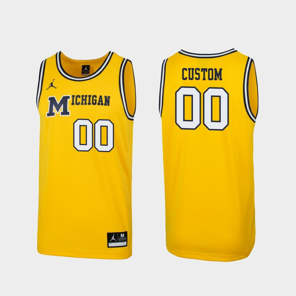 Custom Name Number Michigan Wolverines Maize Replica 1989 Throwback College Basketball Jersey
