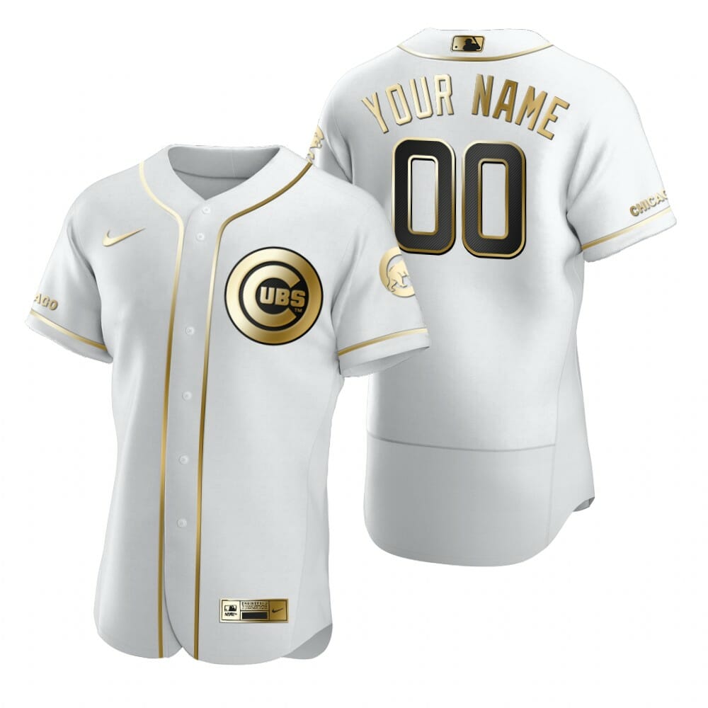 Chicago Cubs Custom Name Number Flexbase Baseball Jersey Gold