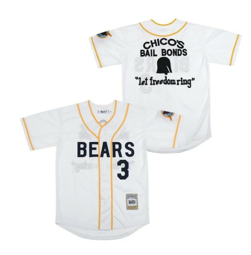 Chico Bail Bonds Bad News Bears Baseball Jersey White
