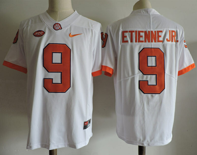 Clemson Tigers #9 Travis Etienne Jr College Football Jersey White