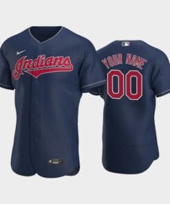 Cleveland Indians Custom Name Numbe Flexbase Baseball Jersey Navy