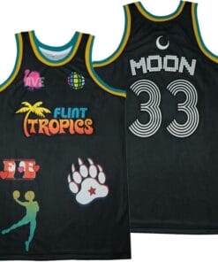 Flint Tropics #33 Moon Basketball Jersey Black