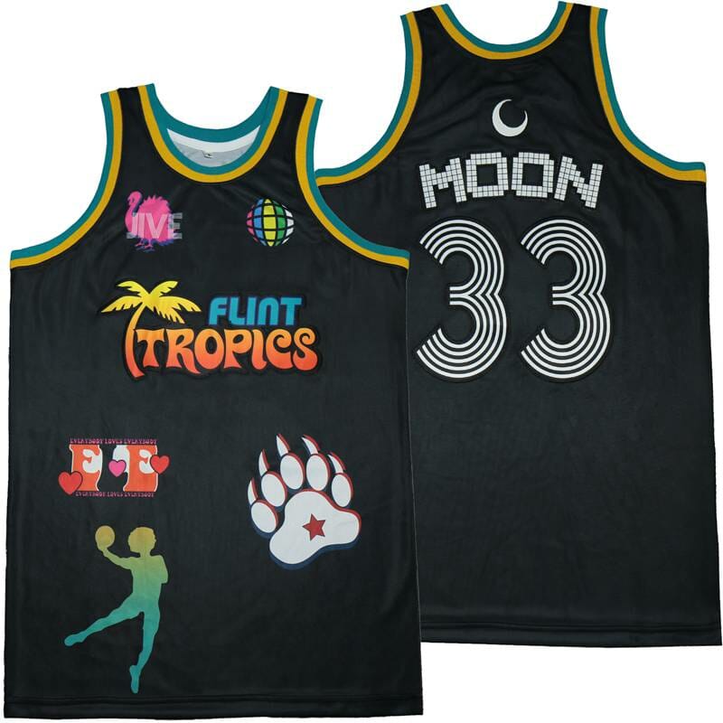 Flint Tropics #33 Moon Basketball Jersey Black