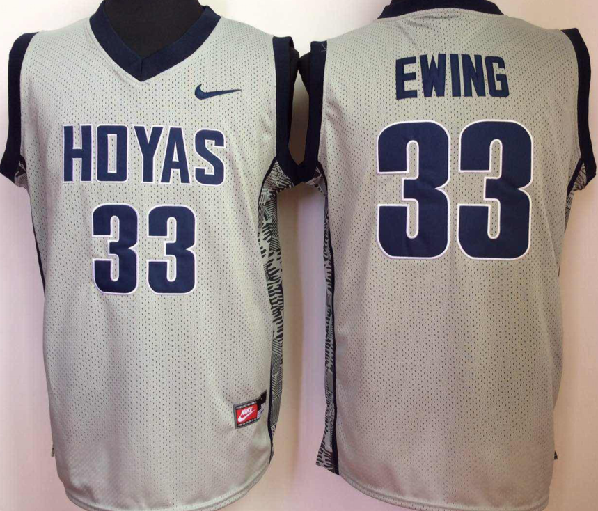 Georgetown Hoyas GRAY #33 Patrick Ewing NCAA Basketball Jersey White