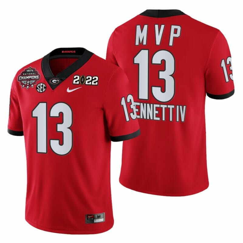 UGA Bennett Football Jersey #13 2021-22 CFP National Champions MVP Red