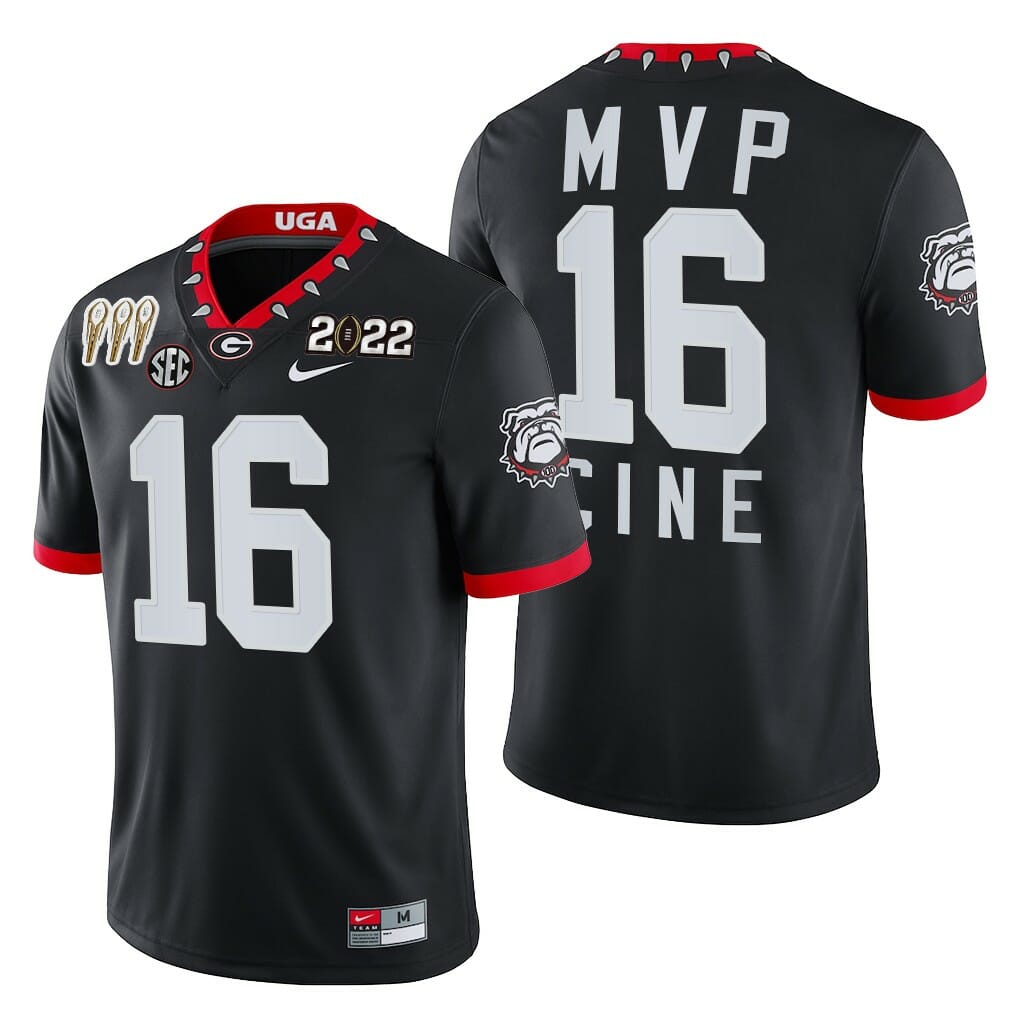 Georgia Bulldogs #16 Lewis Cine 2021-22 CFP National Champions MVP Jersey Black