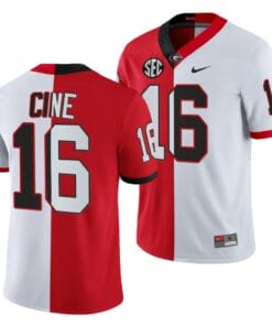 Georgia Bulldogs #16 Lewis Cine Red White 2021-22 Split Edition College Football Jersey