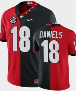 Georgia Bulldogs #18 JT Daniels Red Black Split Edition Mascot 100th Anniversary Jersey