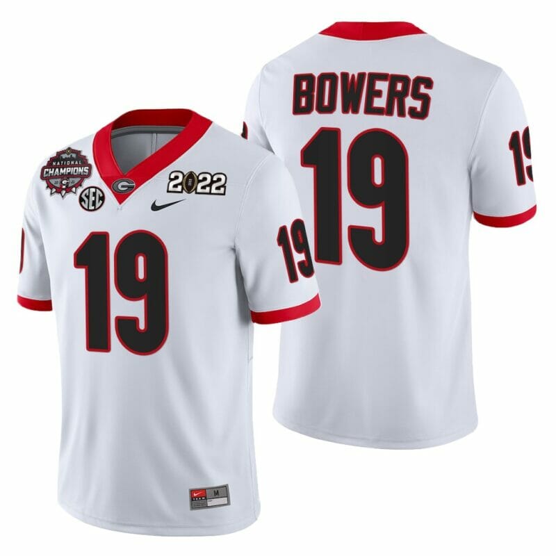 UGA Brock Bowers Football Jersey #19 2021-22 CFP National Champions White Jersey
