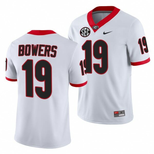 Bullgogs Bowers Jersey #19 White College Football