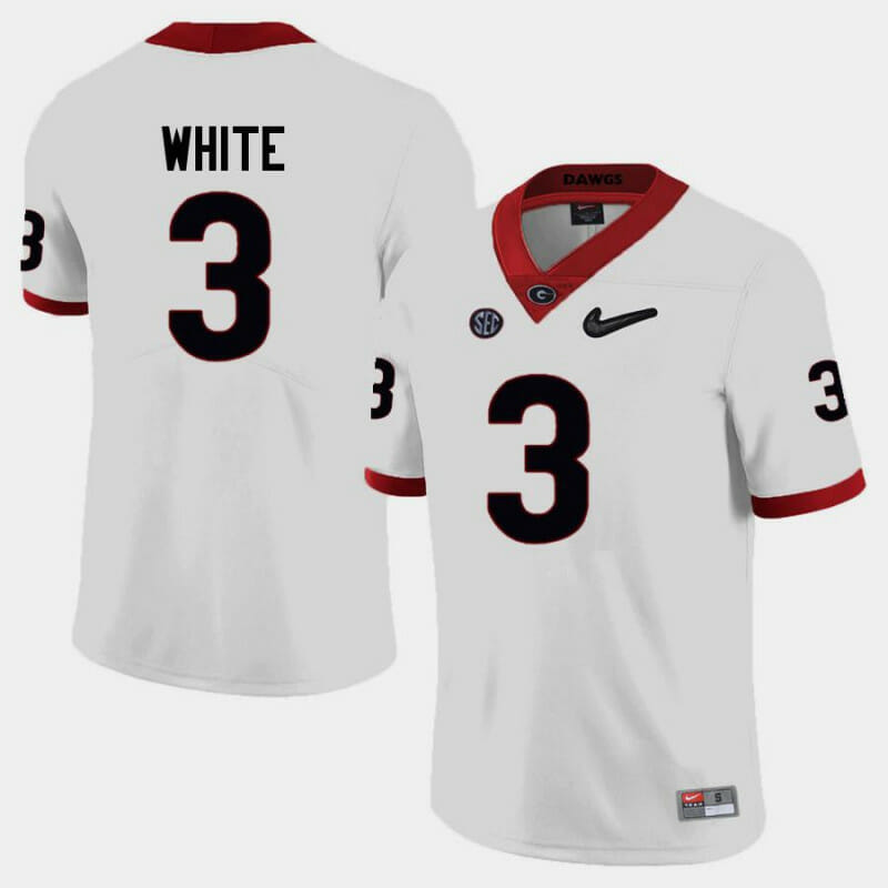 Georgia Bulldogs #3 Zamir White College Football Jersey Limited White