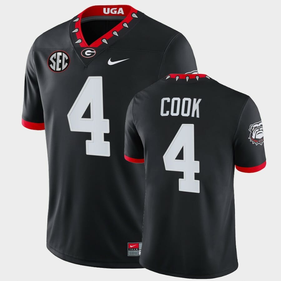 Georgia Bulldogs Cook Jersey #4 Black Mascot 100th Anniversary College Game