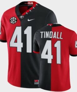 Georgia Bulldogs #41 Channing Tindall Red Black Split Edition Mascot 100th Anniversary Jersey