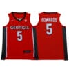 Georgia Bulldogs #5 Anthony Edwards NCAA Basketball Jersey Red