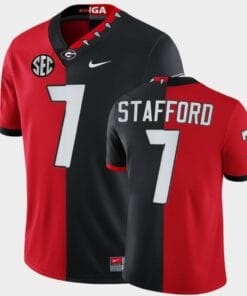 Georgia Bulldogs #7 Matthew Stafford Red Black Split Edition 100th Season Alumni Jersey
