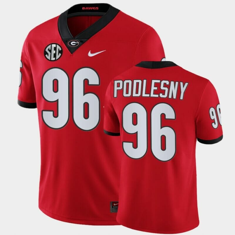 Bulldogs Jack Podlesny Jersey #96 Red College Football Game