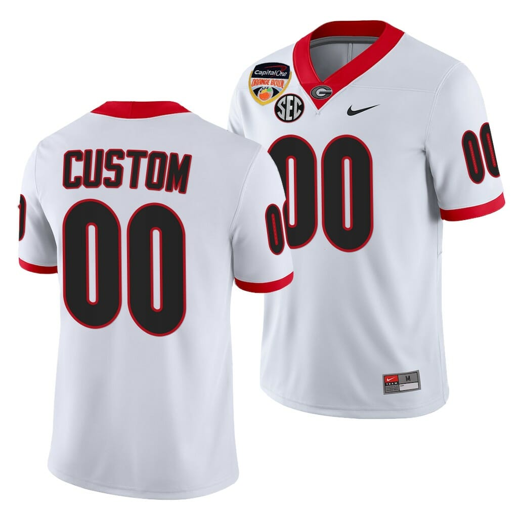 UGA Football Jersey Custom 2021 Orange Bowl White 100th Anniversary