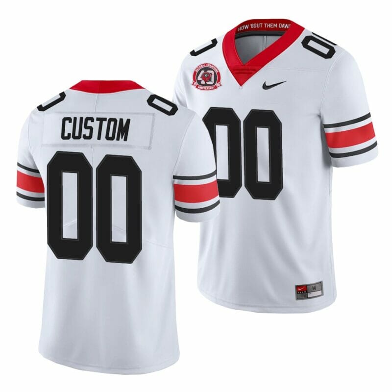 Custom Georgia Bulldogs Jersey White College Football 40th Anniversary Alternate