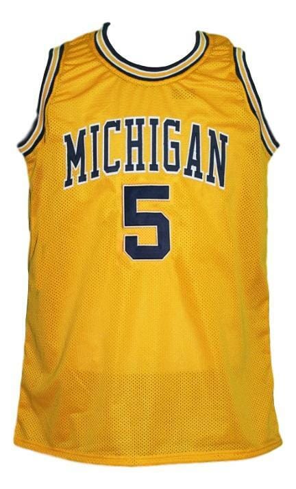 Jalen Rose #5 Custom College Basketball Jersey New Sewn Yellow - Image 2