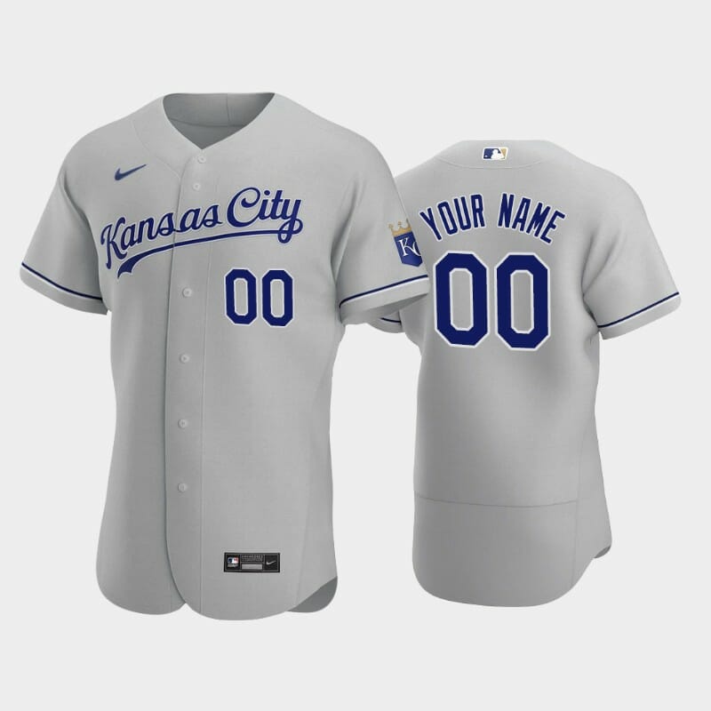 Kansas City Royals Road Custom Name Number Baseball Jersey Gray