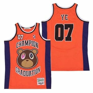 Kanye West #7 Graduation Album Basketball Jersey Orange