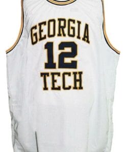 Alternative view of Kenny Anderson #12 Custom College Basketball Jersey New Sewn White