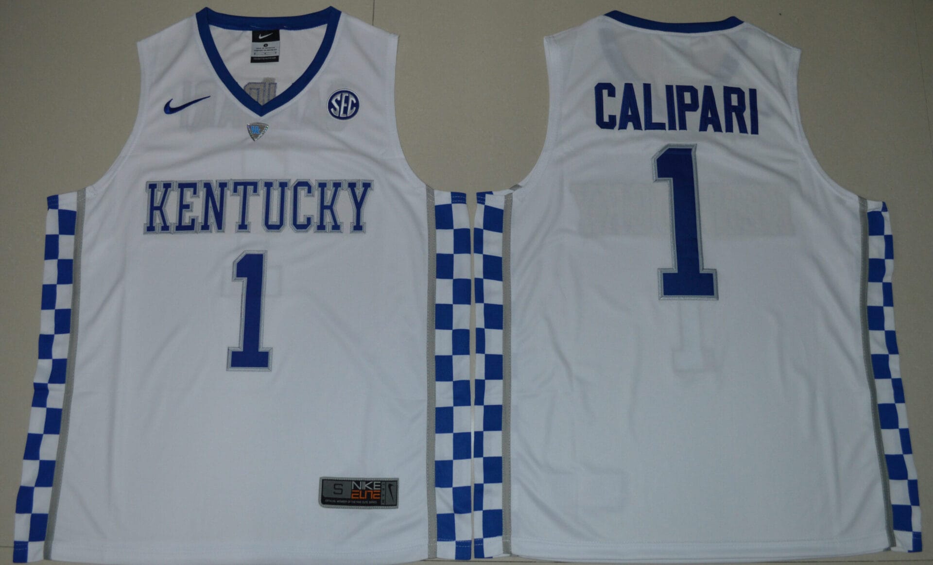 Kentucky Wildcats #1 John Calipari NCAA Basketball Jersey White