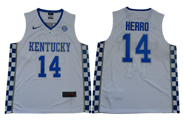 Kentucky Wildcats #14 Herro NCAA Basketball Jersey White