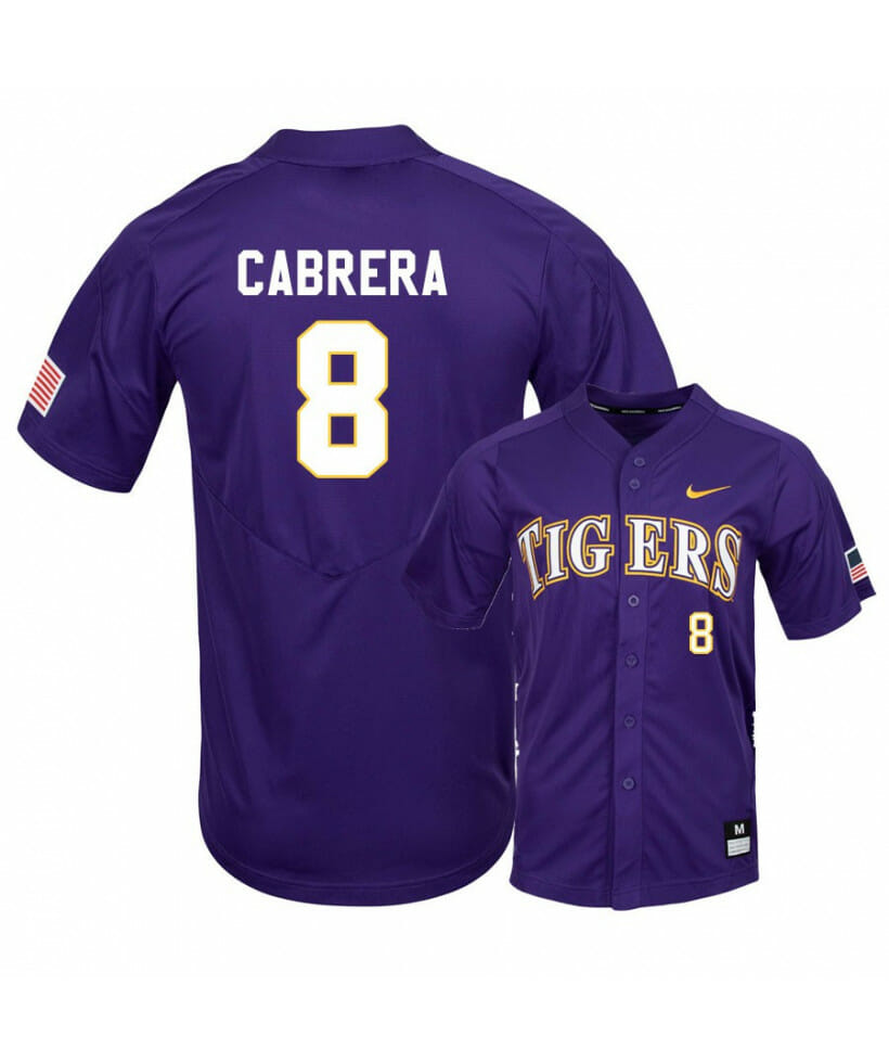 LSU Tigers 8 Daniel Cabrera Purple Elite College Baseball Jersey