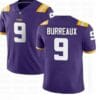 LSU Tigers #9 Joe Burreaux NCAA Football Jersey Purple