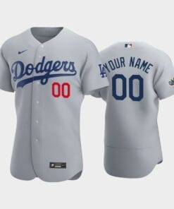 Los Angeles Dodgers Custom Name Number Alternate Patch Gray Jersey