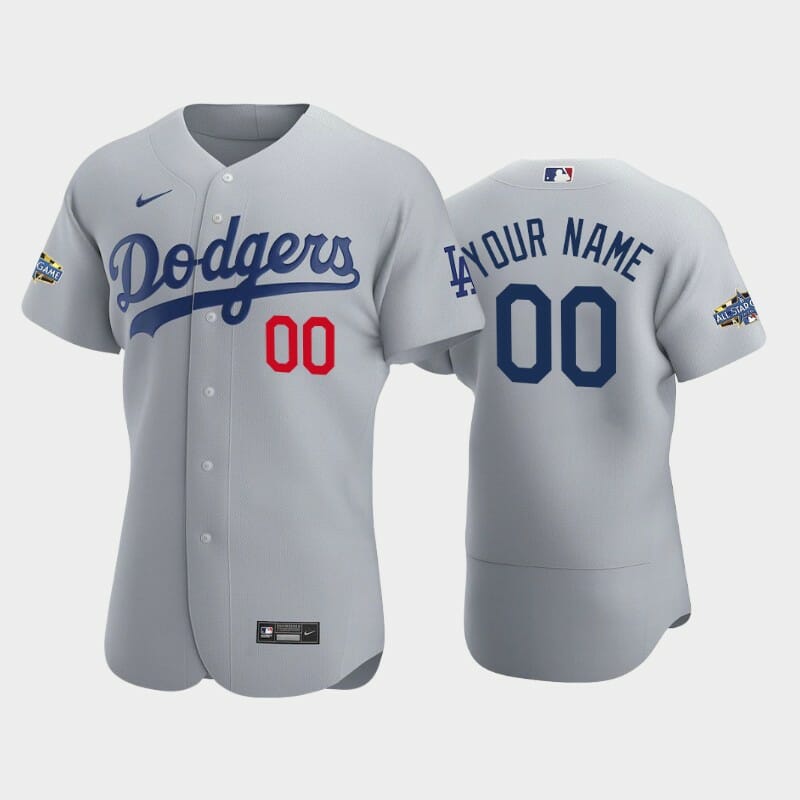 Los Angeles Dodgers Custom Name Number Alternate Patch Gray Jersey