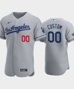 Los Angeles Dodgers Custom Name Number Road Patch Gray Jersey