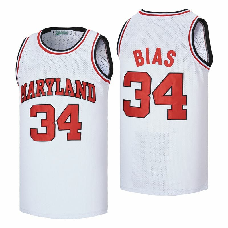 Maryland #34 Bias Movie Basketball Jersey White