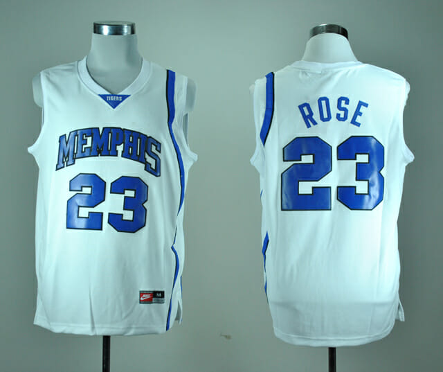 Memphis Tigers #23 Derrick Rose Basketball Jersey White